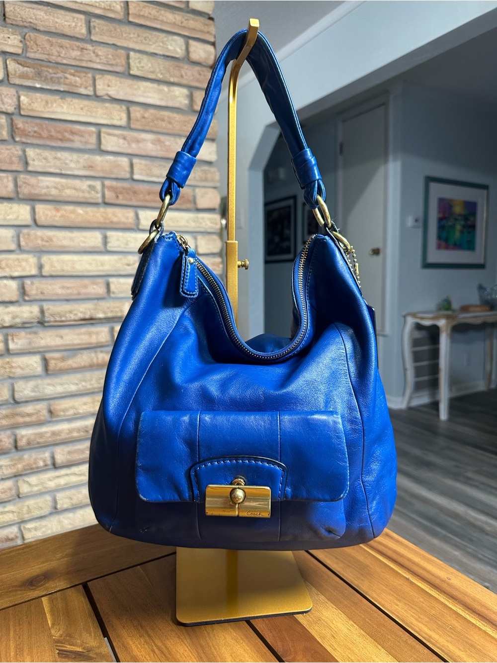 Vintage Coach Kristen Cobalt Blue Leather Slouch Hobo Bag